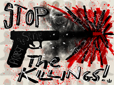 Day 31 - Stop The Killings! gun illustration killings police