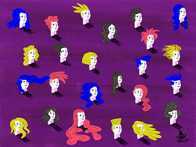 Day 23 - Headspace color digital art faces hairstyles heads illustration sketching machine