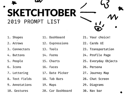 Sketchtober 2019 Prompts