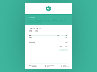 Invoice Template clean flat freelance green invoice letter template