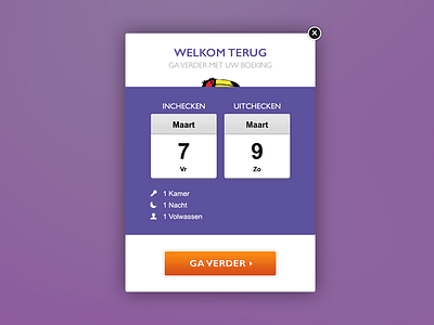 Van der Valk - Welcome Back Overlay bookings engine hotel optimization