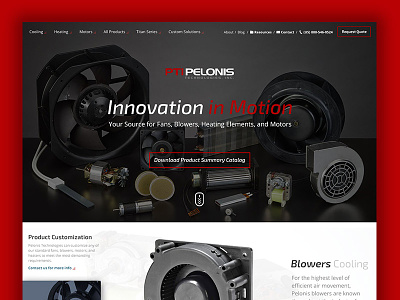 Pelonis Home black carousel fans home home page industrial mfg red rwd web design