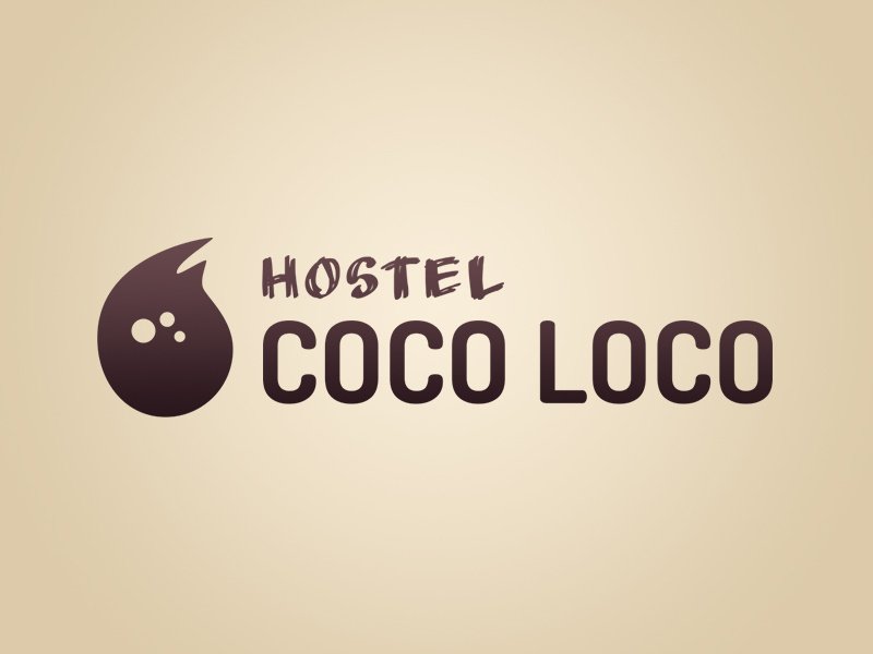 Coco Loco Logo v2 (Light) purple organic mark logos logo light hostel coconut calm brown beige beach