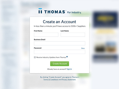 Thomas Registration Modal