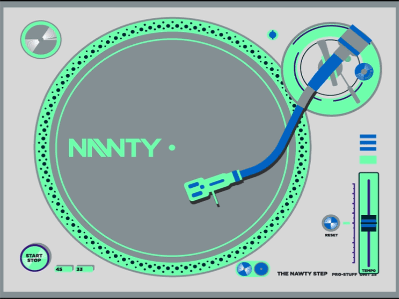 Nawty Step Turntable after effects animation branding illustration music vector