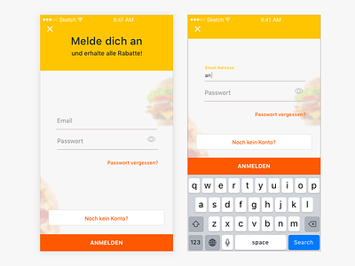 Login Screens - food delivery app food delivery ios iphone login