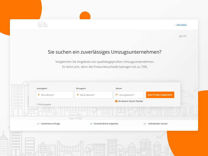 Landing Page - Relocation Service city line drawing city skyline illustration city relocation web responsive landing page