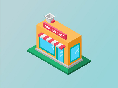 Isometric shop market illustration isometric market shop