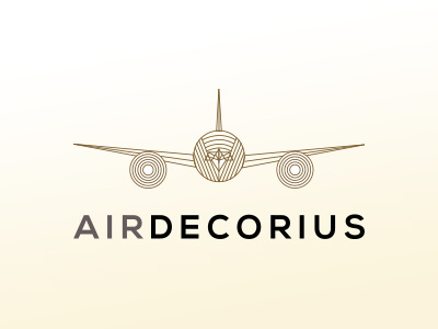Airdecorius aircraft airplane airport artdeco gold golden logo plane wings