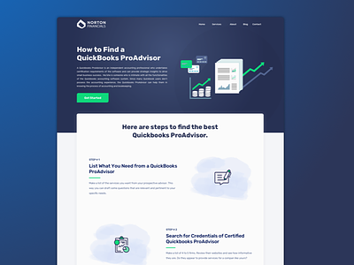 Finance accounting landing page accounting blue commercial dark finance green norton proadvisor quickbooks