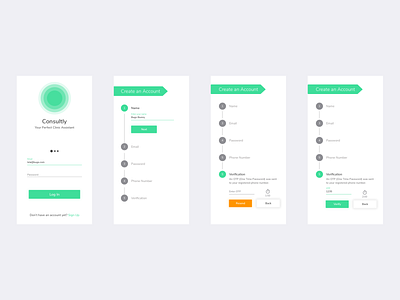 Signup Flow app design design flutter