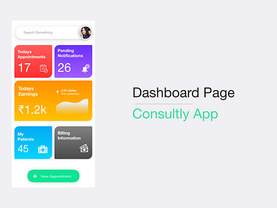 Dashboard page app design design flutter