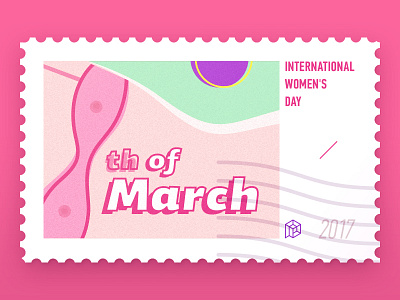 Happy International Women's Day 8th march flat march 8 postage stamp postcard