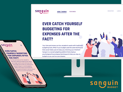 Sanguin Budget Landing Page branding landing page design logo design