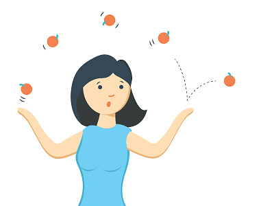 Busy Woman apples balls busy character design expression female face juggler juggling mom nectarines stress management woman