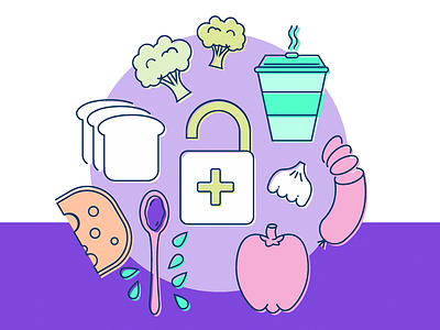 Illustrations for a Food App – A/B testing ab testing app design calorie tracker feature screens food food app food illustrations ui design vector illustrations