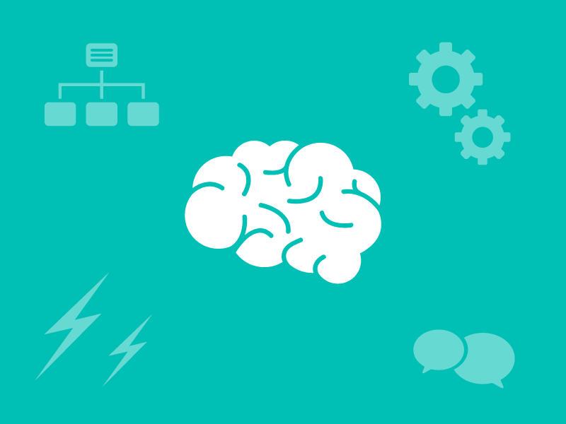 Mind at Work after effects animation brain conversation flat gears icons lightning bolts mind mind map think