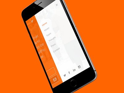 Active Co. Navigation clean flat minimal mobile nav navigation orange side menu white