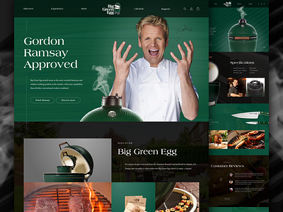 Big Green Egg Concept concept dark ecommerce grid grilling homepage photography product serif smoke store ui