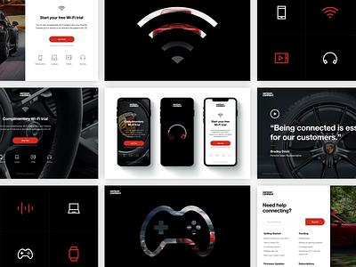 Verizon & Porsche black cars design system icons identity minimal mobile porsche red red and black responsive system ui verizon web wifi