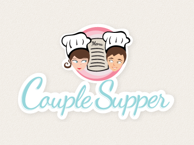 Couple Supper Logo blue logo people pink script