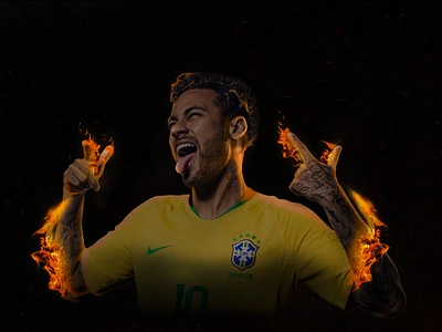 Brazilian Fogo Rei brazil design fire football graphic design illustration manipulation neymar neymarjr psg soccer ucl