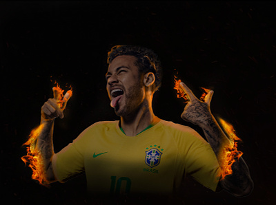 Brazilian Fogo Rei brazil design fire football graphic design illustration manipulation neymar neymarjr psg soccer ucl