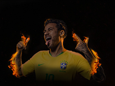 Brazilian Fogo Rei brazil design fire football graphic design illustration manipulation neymar neymarjr psg soccer ucl