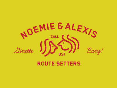 Noemie & Alexis badge climbing crest illustration logo minimalist old patch route school setters