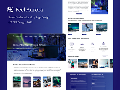 Travel Website Landing Page Design aurora website design feel aurora figma landing page responsive design ui ux uxui design wesbite ui