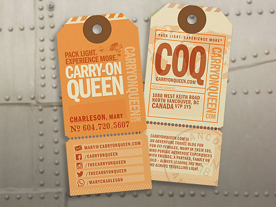 Carryon Queen Business Cards business card design travel writer