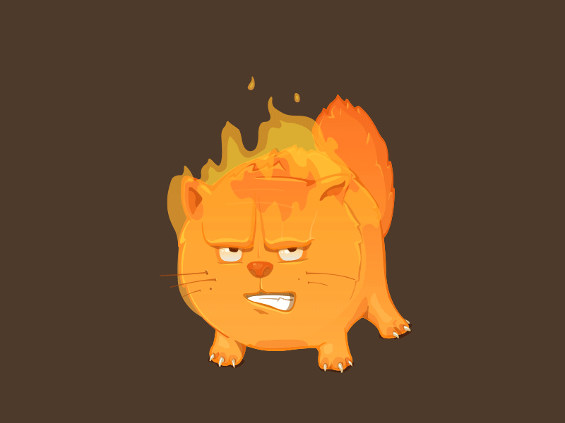 Sticker «Evil Cat» anger animation burning cat character emotion fire flat sketch illustration red sticker vector