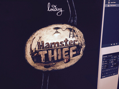 Hamster thief Loading... game illustration ios light loading logo pencil drawing process retrieve watercolor