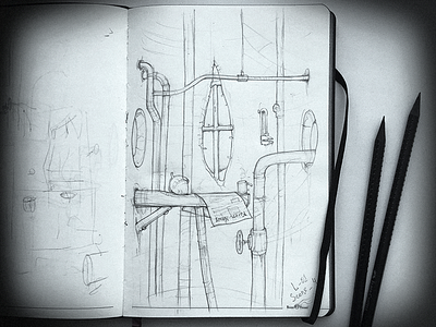 Today's location sketch 🐿 author design developer forest gamedesign hamster hamsterthief indiegamedev pencil sewerage sketching videogame
