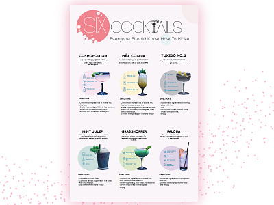 Six Cocktails cocktail fashion flat infographic modern simple