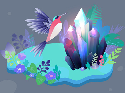 Hummingbird clean flower gem grass green hummingbird motion graphic practice journey organic pink purple spirit