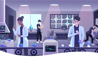 illustration of the logistical process design illustration interface man science technology ui ux