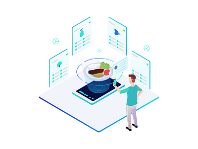 nutritional assessment of lunch design illustration interface isometric technology ui ux