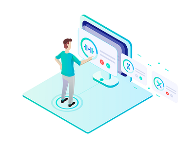 Man Interaction design draw health illustration interface isometric man technology ui