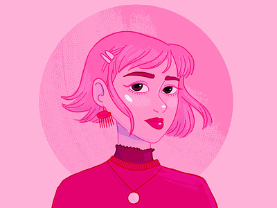 Bubblegum Girl bubblegum design girl girl character illustration monochrome pink hair