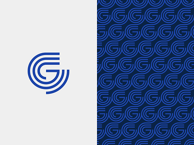 Recent G logo & pattern blue branding geometric graphic graphic design idenity identity inline logo pattern repeating stripes vector