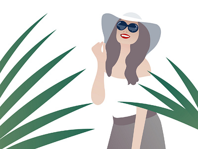 Smile, it’s free therapy - Douglas Morton beach girl happiness minimal palm leaves smile white