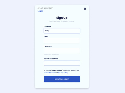 Sign Up Form Modal sign up