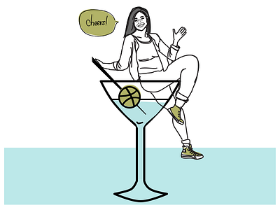 Hi Dribbble! debut illustration martini