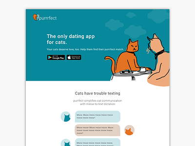 Landing Page for Cat Dating App - Day 003 DailyUI cat cats dailyui homepage humor illustration landing ui web