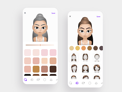 Character Customization Interface - Mobile 2d art 2d character 3d art 3d character app avatar design avatars character creation character design illustration ios app mobile user interface