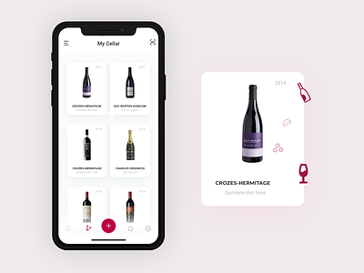 Wine App app interaction design ios ixd pink ui ui ux ux white wine wine bottle