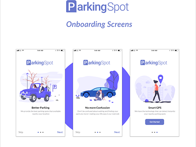 parking Spot Logo + onboarding screens