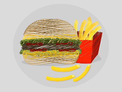 Burger & Fries food french fries hamburger