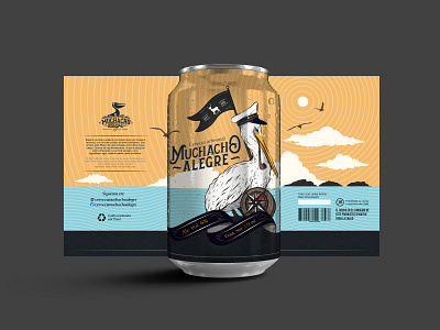 Beer can design and illustration. beer beercan bird brewery design flag graphicdesign illustration marine ocean pelican sailor sea vector art vintage